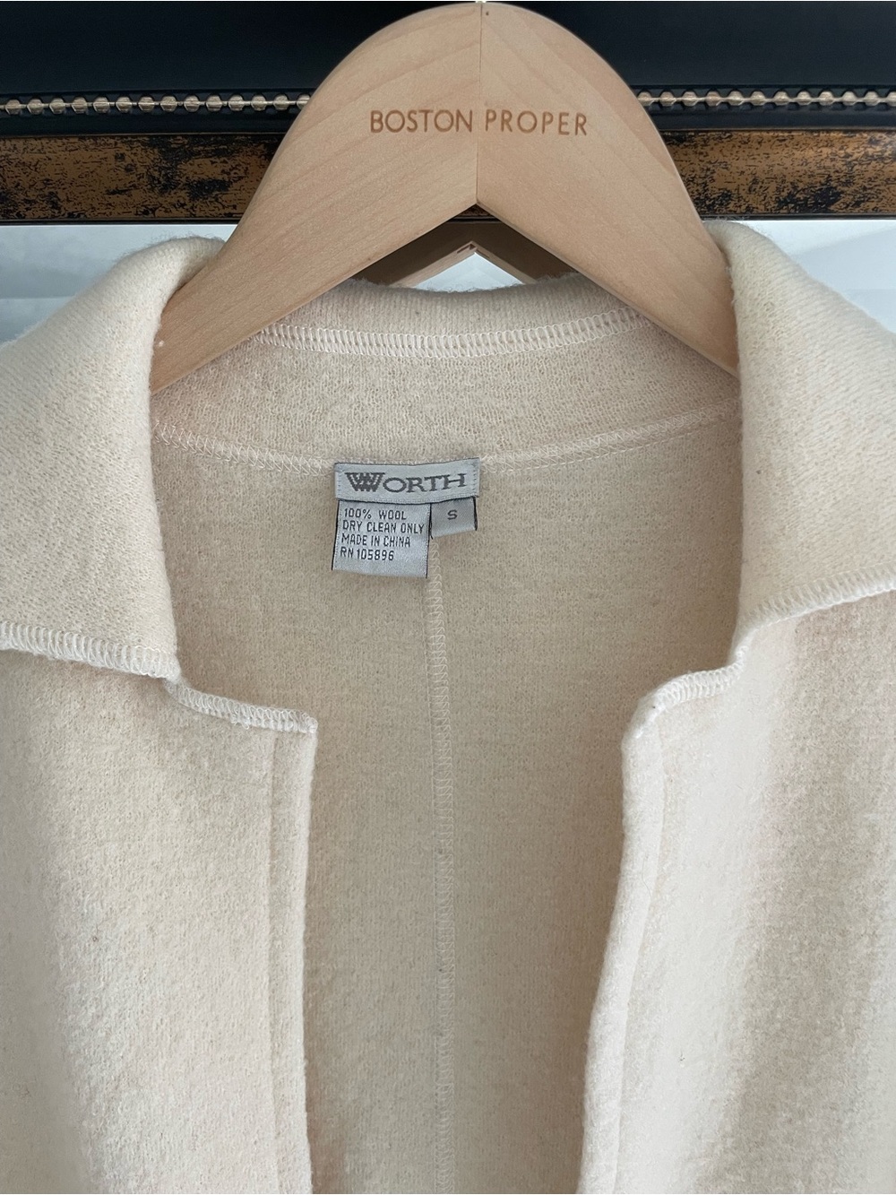 WORTH Wool Cream Open-Front Coatigan with Side Pockets - Picture 4 of 5